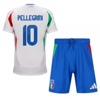 Italia Lorenzo Pellegrini #10 Bortedraktsett Barn EM 2024 Kortermet (+ Korte bukser)